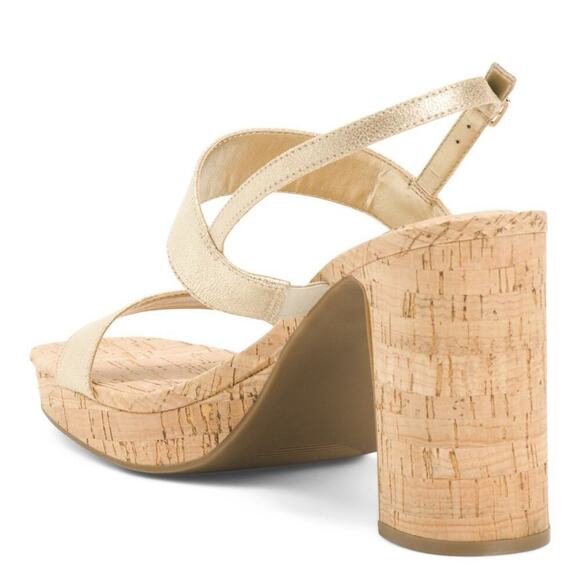 Anne Klein Women's Zaya Block Heel Sandals 4.5" Platinum Ankle Strap Size 10 NWB - Picture 2 of 15